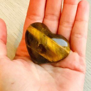 Tiger's Eye Gemstone Heart Palmstone